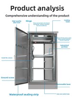 Armoire réseau extérieure en acier inoxydable, sur pied, étanche, pour équipement de surveillance et distribution d'amplificateurs de puissance basse tension