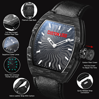 Montres automatiques mécaniques pour hommes avec logo personnalisé, design original de luxe, boîtier en fibre de carbone, bracelet en nylon avec fermeture velcro
