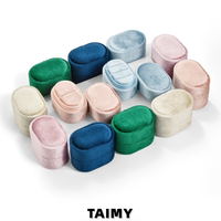 Boîte à bagues ovale portable en velours, élégante boîte de présentation de bijoux, vente en gros, boîte d'emballage de bagues personnalisable avec logo, boîte de rangement multi-emplacements pour bagues