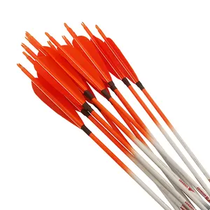 Linkboy Archery Fluorescent Orange Pure Carbon Arrows with Parabolic Shape Real Turkey Feather for Compound Bow Hunting Shooting