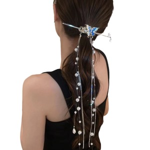 กิ๊บติดผมจีนแบบใหม่พร้อมพู่ห้อยยาวสำหรับผู้หญิง ทรงผมหางม้า ทรงผมชิญอง สีเงิน กิ๊บติดผมแบบเชองซำ ของตกแต่งผมแบบคลาสสิก - Product Image 5