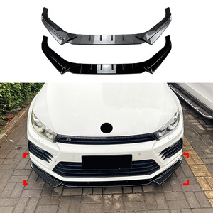 Amp-Z Volkswagen Scirocco Mk3.5 R 2015 - Lame de pare-chocs avant noire piano avec texture fibre de carbone, style tuning - Product Image 4