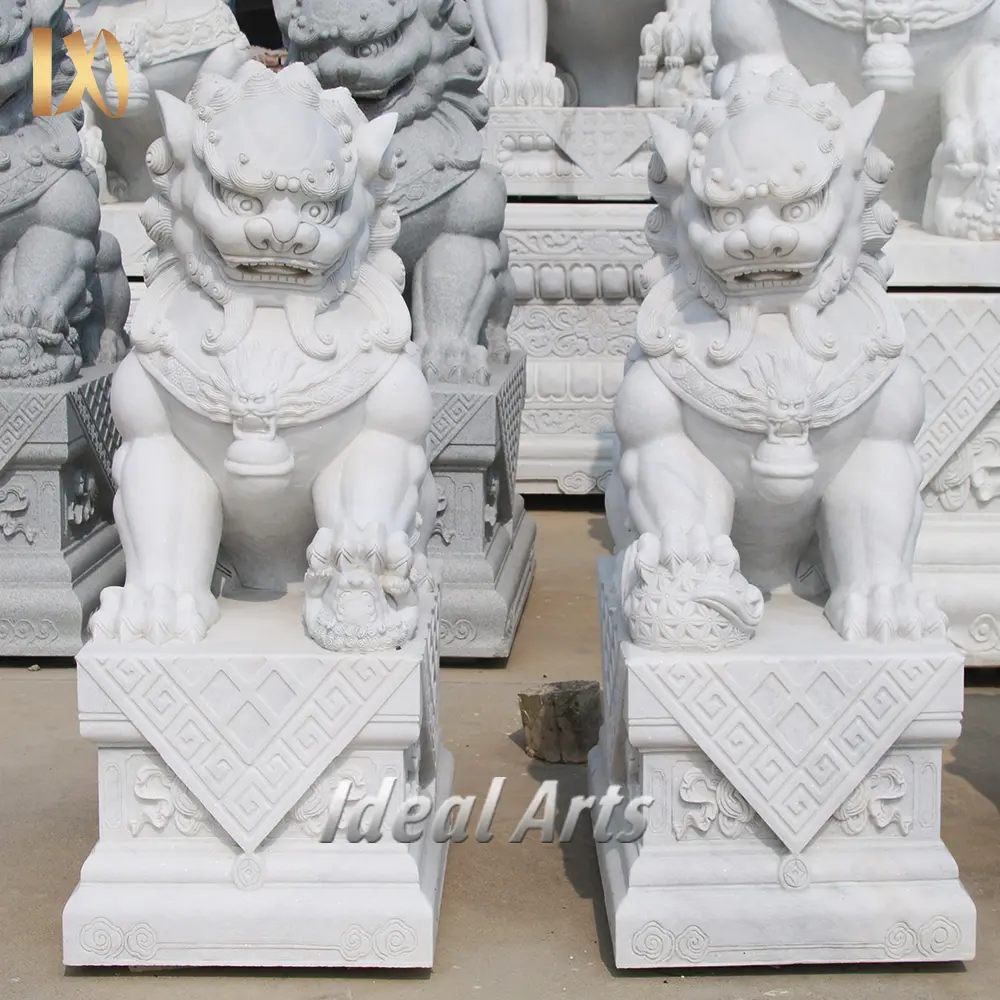 Idéal Arts sculpté à la main décor extérieur pas cher antique chinois sculpture sur pierre chien Foo Statues à vendre