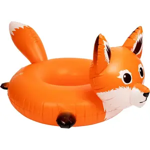 夏季派对漂浮动物造型游泳圈带杯架充气狐狸池漂浮成人儿童趣味水上玩具