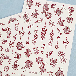 Autocollants de tatouage temporaire au henné, mini motifs floraux pour les mains, décoration artistique corporelle J1 25017 J1 25024 - Product Image 4