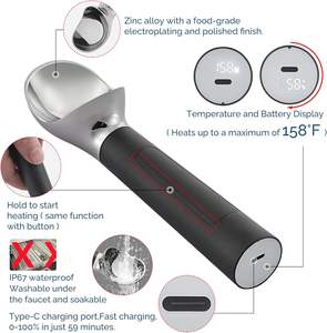 Cuchara Eléctrica para Helado, Cuchara Autocalentable para Helado Duro, Batería Recargable, Metal Resistente a la Oxidación, Fácil de Limpiar - Product Image 3