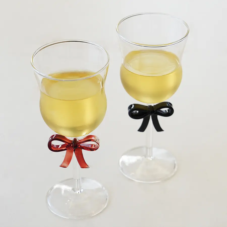 Trang Chủ Trang Trí Glass Champagne Cup Hàn Quốc Rượu Vang Đỏ Kính Cổ Điển Ngọt Ngào Rượu Vang Ly Với Màu Bow Knot