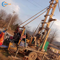 Machine de forage de puits d'eau rotative portable avec boîte de vitesses et pompe, alimentée au diesel, profondeur maximale 200 m, diamètre 325 mm