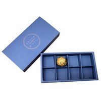 Boîtes d'emballage de macarons bleus écologiques à succès commercial, logo personnalisé, estampage à chaud en feuille, boîte cadeau pour chocolat