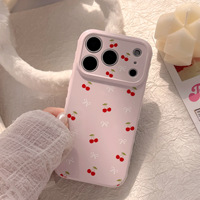 Coque de protection pour téléphone portable en TPU couleur unie, motif cerise mignon pour femmes, compatible iPhone 17 16 15 14 Pro Max