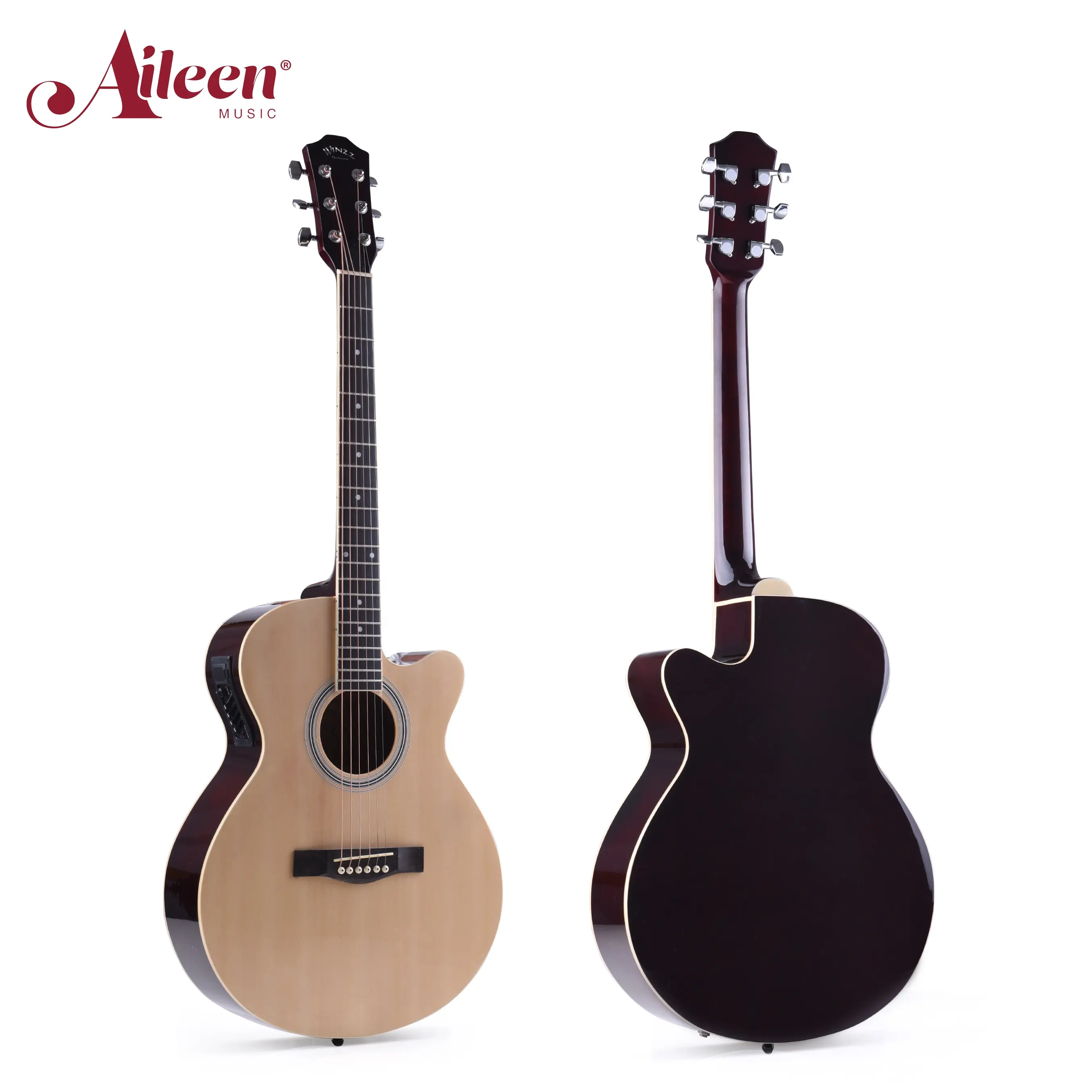 AileenMusic 40 inch high quality acoustic electric guitar cutaway gitars(AF238CE)