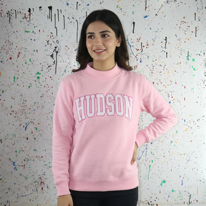 เสื้อสเวตเชิ้ตคอกว้างปักลายสีขาว URBAN PRODUCTIONS เสื้อสเวตเชิ้ตคอเต่าสีชมพูอ่อน ผ้าฝ้าย 100% - Product Image 1