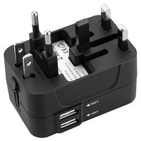 Adaptador de Viaje Universal, Adaptador de Enchufe Universal Todo en Uno con 2 Puertos USB para EE. UU., UE, Reino Unido, Teléfono Celular, Computadora Portátil, HHT202
