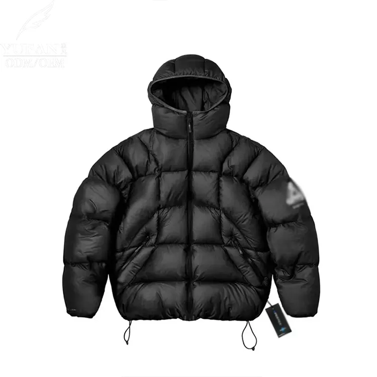 Chaqueta acolchada negra personalizada de YuFan, chaqueta acolchada con relleno de plumón, chaqueta de invierno para hombre