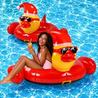 Lot de 2 flotteurs géants gonflables en forme de canard et bouées de natation en PVC pour Noël, l'été et les fêtes de fin d'année
