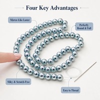 Perles en verre gris bleu argenté irisées de 6, 8, 10 mm, perles lâches pour colliers superposés, bijoux vintage, fabrication de cadeaux DIY, vente en gros