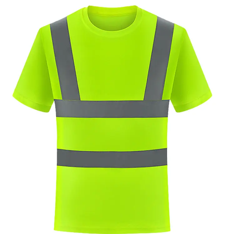 لون مخصص OEM تنفس عالية الوضوح أعمال البناء سترة عاكسة تي شيرت العمل قمصان عاكسة