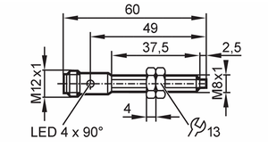 Sensor de Proximidad Inductivo IFM IE5288, 4 mm, Sin Contacto, PNP NO, Conector M12 de 4 Pines, IP67, 10-36 VCC, Interruptor de Detección de Posición de Metal - Product Image 2