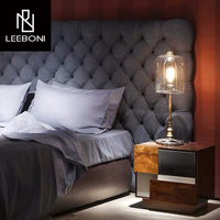 Meubles de maison de luxe, designs simples, meubles de chambre à coucher, lit double moderne avec tête de lit capitonnée en tissu, taille king
