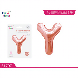 Palloncino a Y da 16 Pollici in Oro Rosa Stile Perla Marca Peiyong Modello 61797 per Festa della Mamma, Laurea, Ritorno a Scuola - Product Image 1