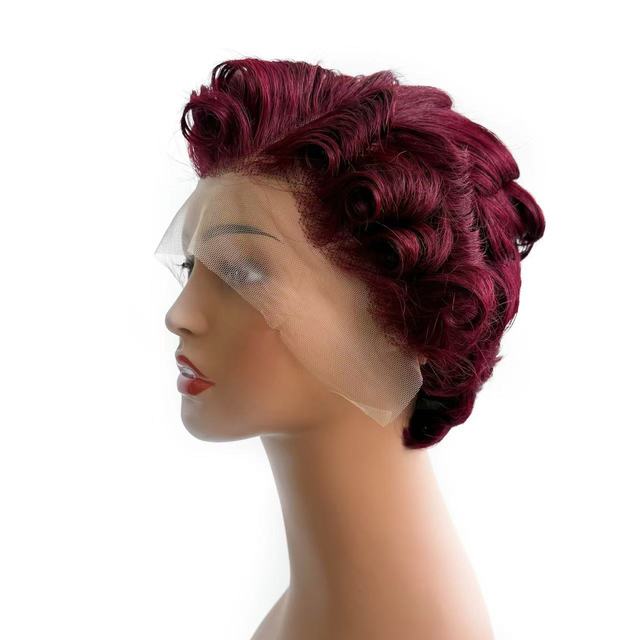 Pixie Curly Short Cut Wig 12A Grade Lace Frontal 100% Human Hair Cost-Effective, Perruque Humain