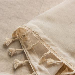 Fournisseur en gros <span class=keywords><strong>Rideau</strong></span> uni classique romantique de style naturel unique <span class=keywords><strong>Rideau</strong></span> transparent chic en coton et lin - Product Image 3