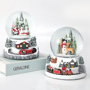Özelleştirilebilir LED kubbe noel müzikal tren ayı su-reçine hatıra cam heykel modeli su küresi süsler sanat hediyeler - Product Image 5