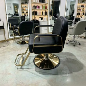 Modern White Faux Leather Barber Chair with Gold Frame Height Adjustable Hydraulic Base Salon Furniture - Product Image 5