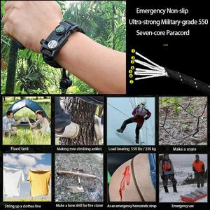 Camping Reflective Survival <b>Watch</b> Weaves Bracelet Whistle Buckles with Flint Fire Starters and <b>Compass</b> Led Light - Product Image 3