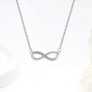 สร้อยคอทอง 18K ชุบทองคำขาว สไตล์ฮิปฮอป พร้อมจี้รูปอินฟินิตี้ ชุดเครื่องประดับพร้อมสร้อยคิวบาลิงค์ สำหรับผู้หญิง เหมาะสำหรับงานหมั้น งานแต่งงาน ของขวัญ ทำจากทองเหลือง ขายดี - Product Image 5