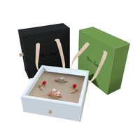 Caja de Regalo de Papel Personalizada Portátil Verde para Joyería, con Bandeja de Terciopelo, para Collares, Pendientes, Anillos y Pulseras
