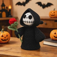 Poupée Fantôme Grim Reaper au Crochet Très Vendue, Jouet Tricoté à la Main pour Halloween, Décoration et Cadeau