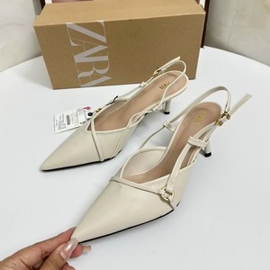 Sandali Donna ZA con Tacco Alto Solido, Nuova Collezione Primavera/Estate 2025, Punta Chiusa, Moda, Tacco a Spillo, Cinturino in <span class=keywords><strong>Pelle</strong></span> con Fibbia, Punta Affusolata - Product Image 3