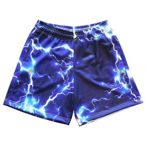 Shorts en polyester pour homme à imprimé éclair, séchage rapide, taille élastique, décontractés, sportifs, avec poches - Product Image 1