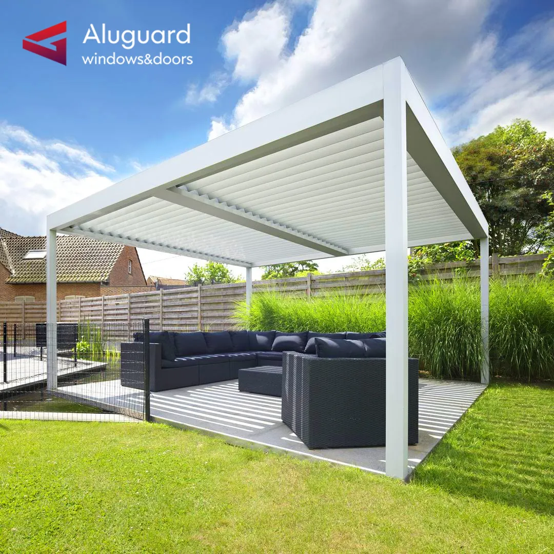 Luxury Modern design garden pergola outdoor Waterproof pergola custom bioclimatique aluminium Lowe glass sun shade pergola