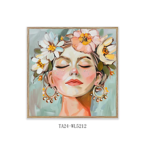 Póster Artístico Personalizado Ecológico e Impermeable, con Diseño de Retrato de Mujer en Acuarela, Guirnalda Floral, para Decoración de Pared - Product Image 4