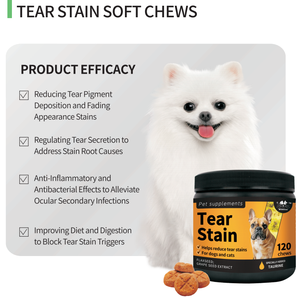 Tabletas Masticables para Eliminar Manchas de Lágrimas en Perros y Gatos, Suplemento Natural para la Salud Ocular con Luteína y Astaxantina, Alto en Proteínas - Product Image 3