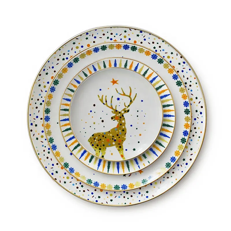 new design custom design tableware dishes and plates christmas plates decorative dinner set