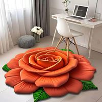 Tapis de sol absorbant antidérapant en caoutchouc 3D à motif floral, fabriqué à la machine, ensemble de tapis complémentaires pour salon