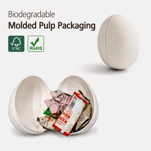 Custom Molded Pulp Easter Egg Box Compostable Oval DIY Printed Paper Pulp Container Eco Biodegradable Packaging for Gift