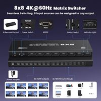 SYONG HDMI 2.0b Matrix 8x8 Video Switcher Splitter UHD 4K60Hz 8 in 8 Out Iron Shell Selector Box avec RS232, IR Remote Control