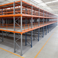 Système de rayonnage de mezzanine robuste et ignifuge à connexion par boulons, avec planches en acier antidérapantes et revêtement ignifuge, pour entrepôt haute sécurité
