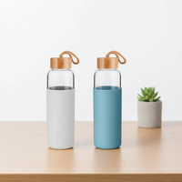 Bouteilles d'eau en verre de 18 oz pour la maison, gobelets en verre personnalisés avec logo, tasses à boire pour les fêtes, bouteilles en verre avec couvercles en bambou