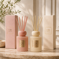 Bouteille diffuseur de parfum vide transparente noire à rayures rondes écologiques de 120 ml pour la maison, le bureau