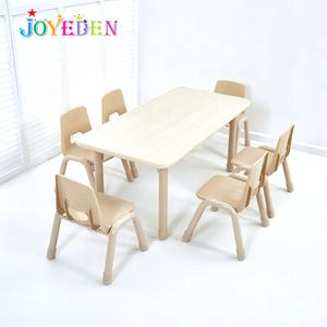 Mobilier <span class=keywords><strong>de</strong></span> garderie coloré pour l'école primaire, table rectangulaire réglable en bois pour enfants, table d'étude pour enfants - Product Image 2