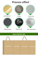Sac en papier kraft recyclable avec poignée en corde plate torsadée, impression offset couleur personnalisée, logo, emballage cadeau