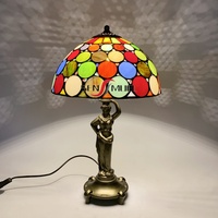 Lampe de table/bureau LED 12 pouces Sensmuel en alliage, style rétro européen, avec vitrail coloré en forme de figurine d'église