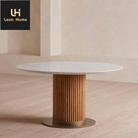 Table à manger moderne en marbre italien, plateau en marbre, table ronde pour salle à manger, meubles de salle à manger avec base en métal