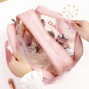 Bolsa de Viaje Rectangular de Doble Capa de PU, Gran Capacidad, Tipo Vertical, Impermeable, para Cosméticos, Artículos Húmedos y Secos - Product Image 2