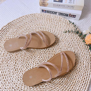 Verano pu cuero zapatos planos sandalias para mujer Sandalias planas de diamantes - Product Image 6